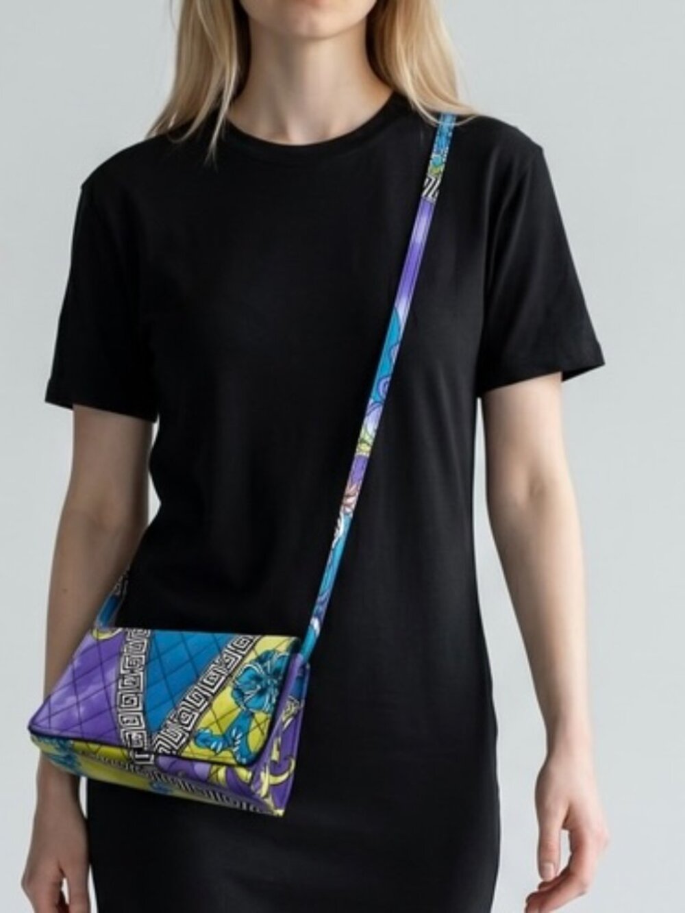 Diane Gilman Geometric Triangle Crossbody Hand Bag Purse‎ Colorful Quilted
